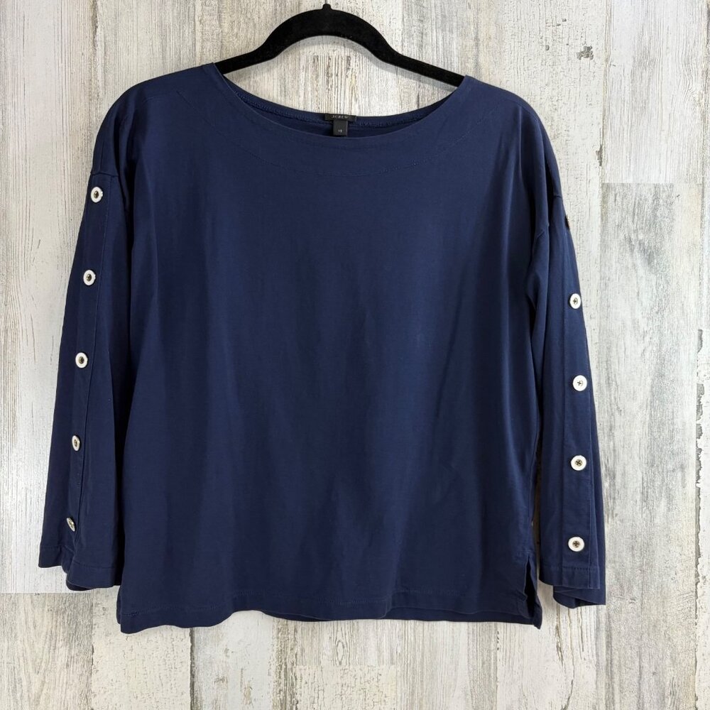 J. Crew Sz XS Blue Nautical Button Jersey Shirt
